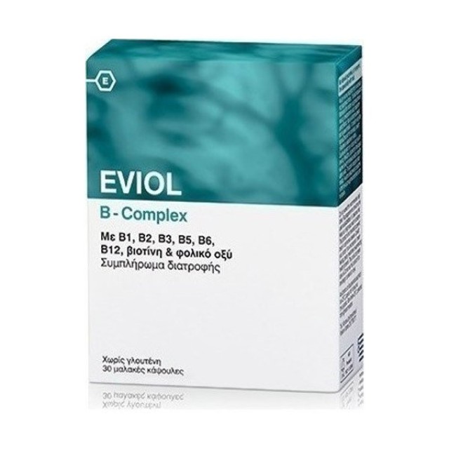 Eviol B-Complex Συμπλήρωμα Συμπλέγματος Βιταμίνης B για τη Φυσιολογική Λειτουργία του Νευρικού Συστήματος 30 Μαλακές Κάψουλες