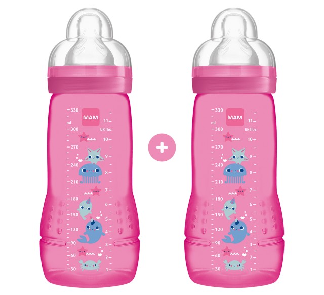 Mam Baby Bottle Μπιμπερό με θηλή Σιλικόνης 4m+, 2 x 330ml