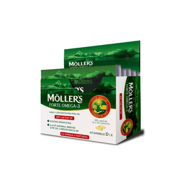 Mollers Omega-3 Forte Συμπλήρωμα Διατροφής Με Ωμέγα 3 Λιπαρά Οξέα, 150 Κάψουλες