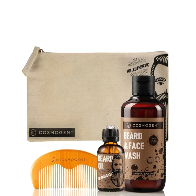 Cosmogent Mr. Authentic Beard Care Set with Oil 30ml - Sa...