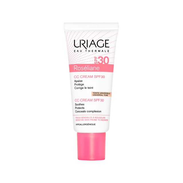 Uriage Roseliane CC Cream SPF30 Ενυδατική Κρέμα Προσώπου Κατά της Ερυθρότητας με Χρώμα, 40ml