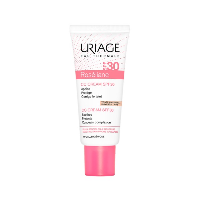 Uriage Roseliane CC Cream SPF30 Ενυδατική Κρέμα Προσώπου Κατά της Ερυθρότητας με Χρώμα, 40ml