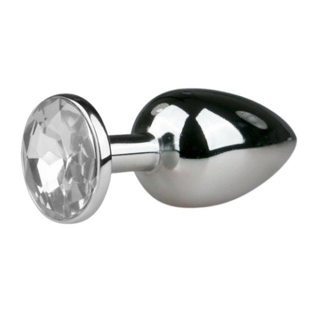 EasyToys Metal Butt Plug No 1 Silver Clear Πρωκτική Μεταλλική Σφήνα με Κρύσταλλο 7.2cm, 1τμχ