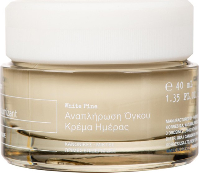 Korres White Pine Λευκή Πεύκη Κρέμα Ημέρας για Αναπλήρωση Όγκου Κανονικές Μικτές Επιδερμίδες, 40ml