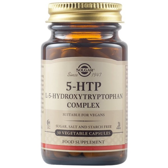 Solgar 5 HTP L-5-Hydroxytryptophan Complex 100mg Συμπλήρωμα Διατροφης 5 HTP, 30 Φυτικές Κάψουλες