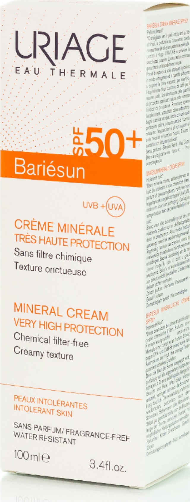 Uriage Bariesun Mineral Cream Αντιηλιακή Κρέμα Για Πρόσωπο & Σώμα για Δυσανεκτική Επιδερμίδα SPF 50+, 100ml
