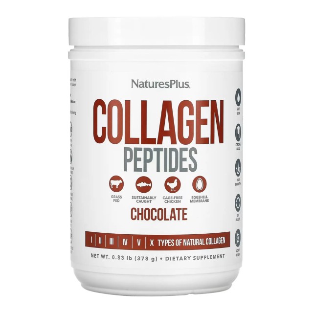 Natures Plus Biotin Collagen Peptides Chocolate Κολλαγόνο Γεύση Σοκολάτα 378g