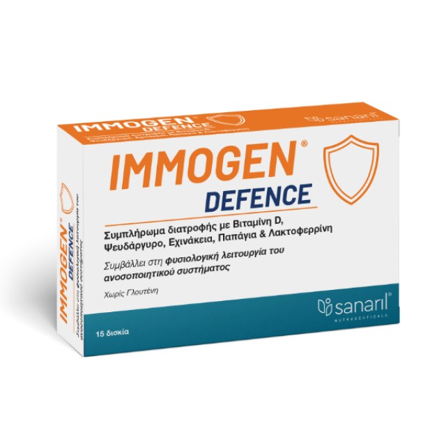 Sanaril Immogen Defence Συμπλήρωμα Διατροφής για τη Φυσιολογική Λειτουργία του Ανοσοποιητικού Συστήματος, 15 δισκία