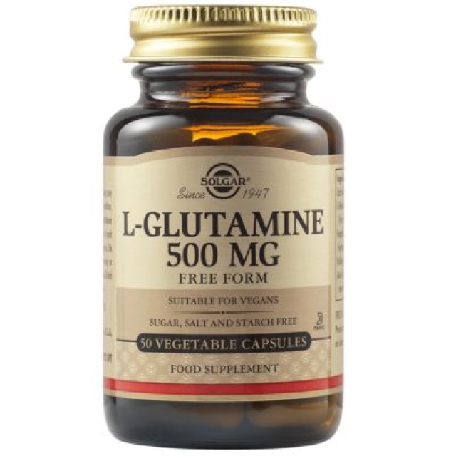 Solgar L-Glutamine 500mg Συμπλήρωμα Διατροφής L-Γλουταμίνης, 50 Φυτικές Κάψουλες