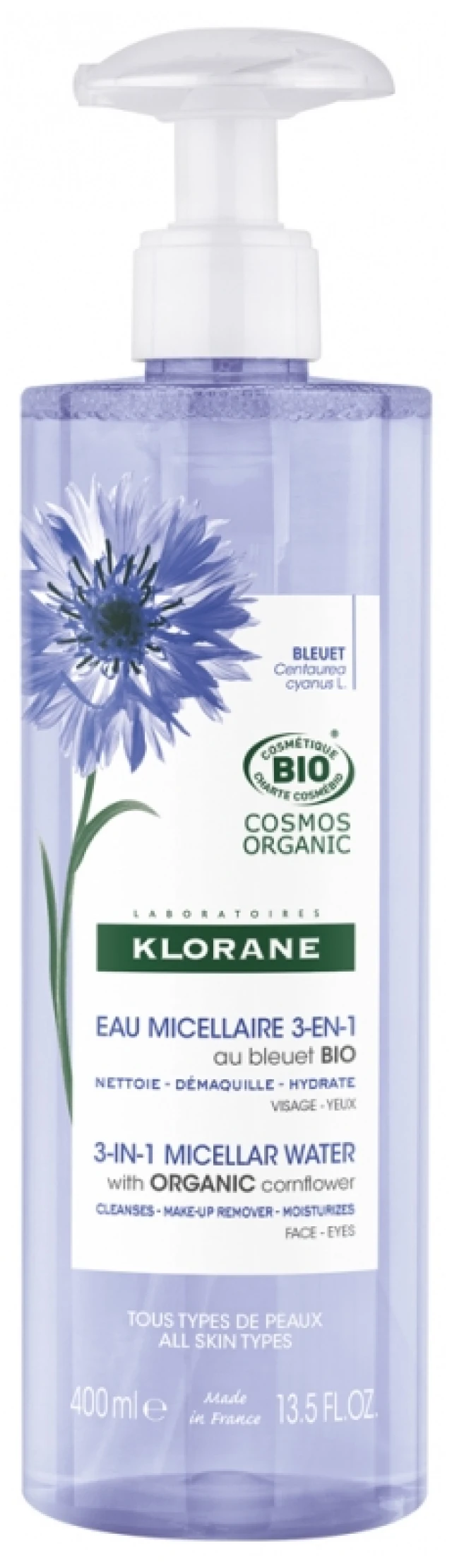 Klorane 3in1 Micellar Water with Organic Cornflower, 400ml