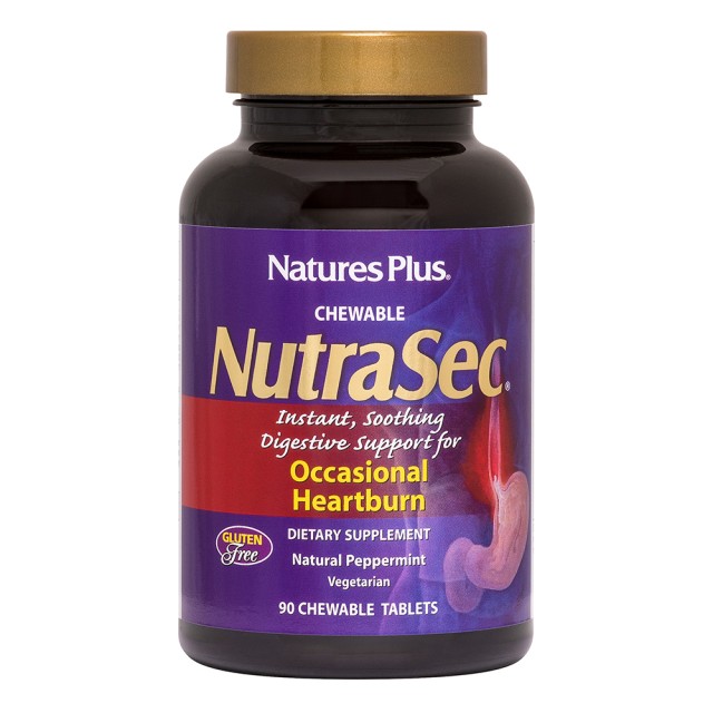 Natures Plus NutraSec with Gastro-Block, 90 Μασώμενες Ταμπλέτες