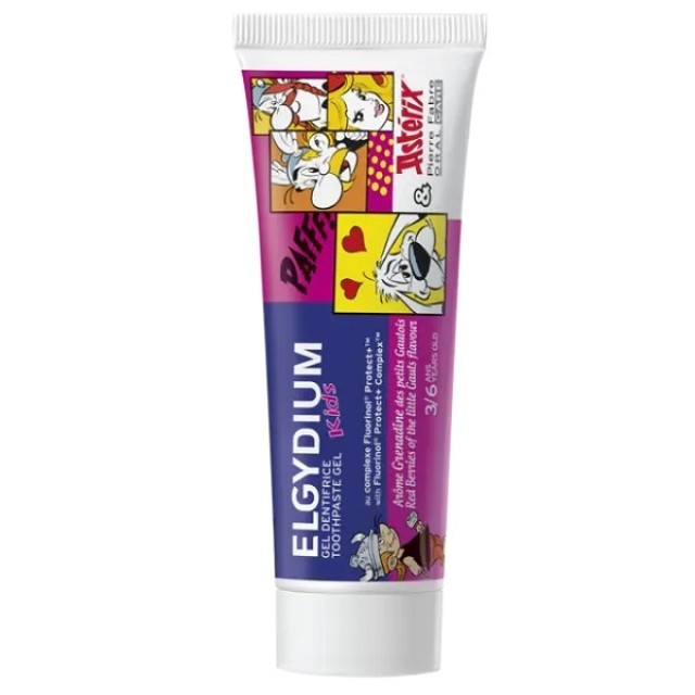 Elgydium Asterix Toothpaste Gel Kids Red Berries Flavour Παιδική Οδοντόκρεμα, 50ml
