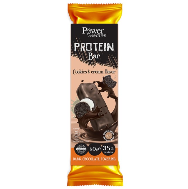 Power Health Protein Bar Cookies & Cream Flavor Dark Chokolate Covering, 60gr