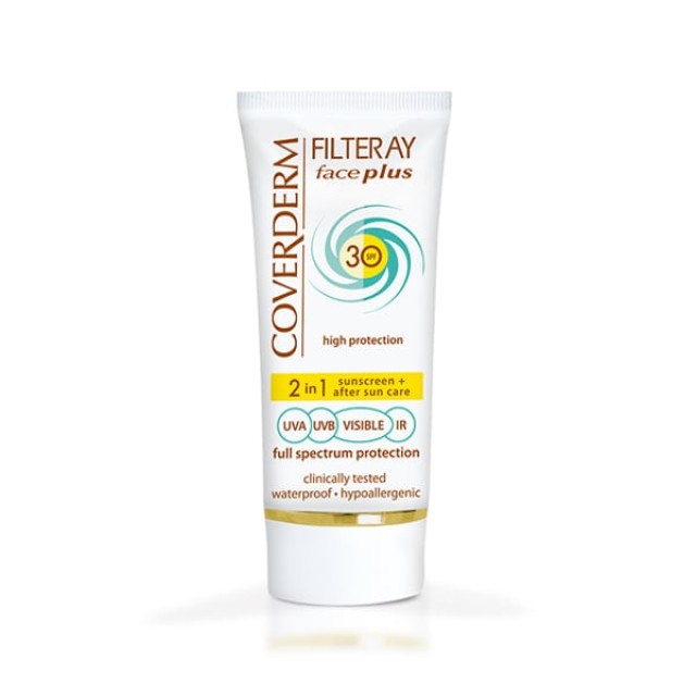 Coverderm Filteray Face Plus SPF30 Normal Hevisible Αντηλιακή Κρέμα Προσώπου & After Sun για Κανονικές Επιδερμίδες, 50ml