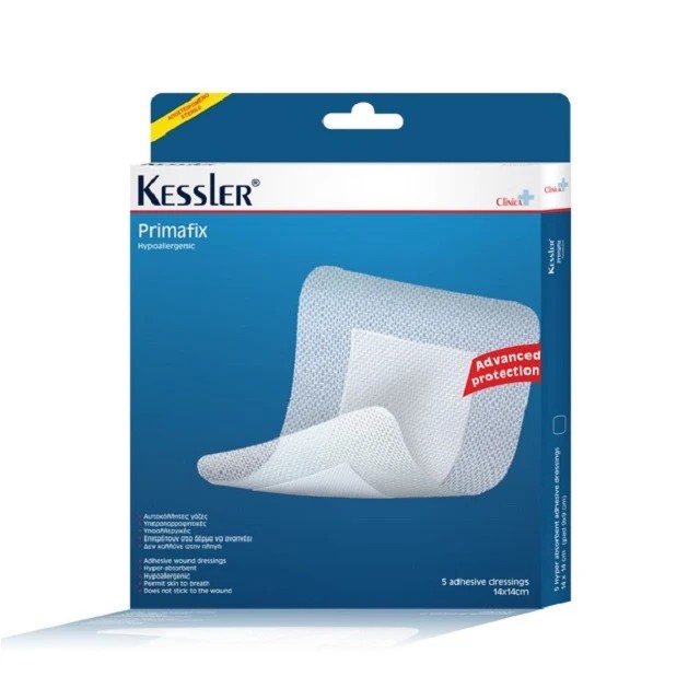 Kessler Primafix Αποστειρωμένες Αυτοκόλλητες Γάζες 14x14cm, 5 Τεμάχια