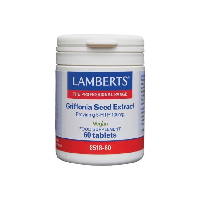 Lamberts Griffonia Seed Extract 100mg Συμπλήρωμα Διατροφής Με 5-Υδρoξυτρυπτοφάνη Για Ενίσχυση Της Ψυχολογίας, 60 Κάψουλες