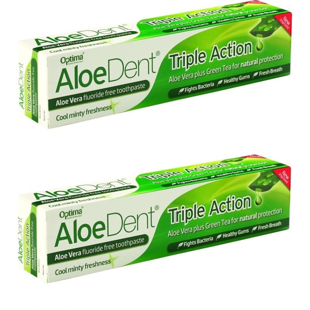 Optima Aloe Dent Triple Action Toothpaste Με Αλόη 2x100ml, -50% στο 2ο προϊόν