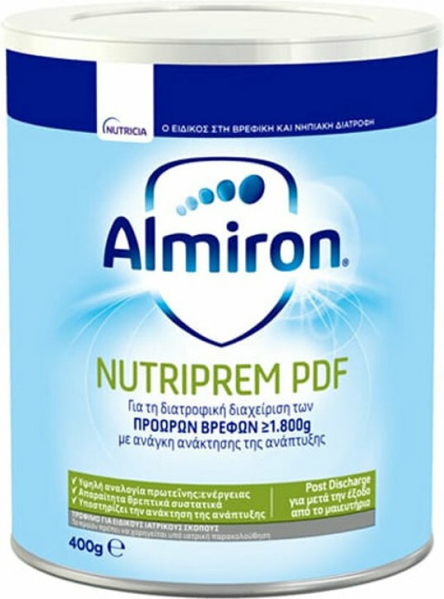 Almiron Nutriprem PDF Γάλα σε σκόνη για τη Διατροφική Αγωγή των Πρόωρων Βρεφών, 400gr