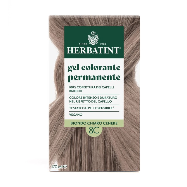 Herbatint Permanent Haircolour Gel Βαφή Μαλλιών Χωρίς Αμμωνία 8C Ξανθό Ανοικτό Σταχτί, 170ml