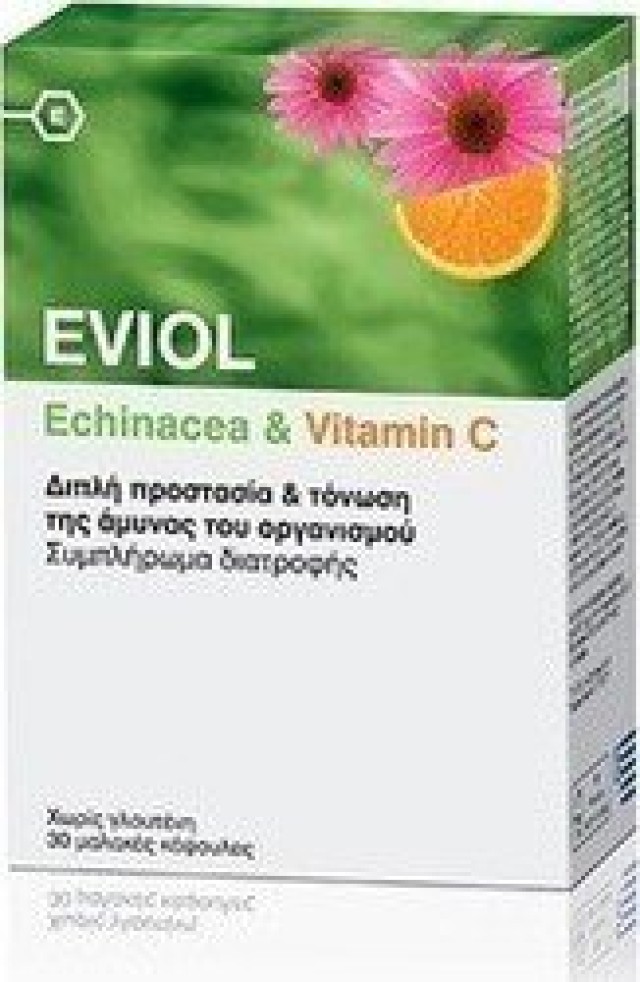 Eviol Echinacea & Vitamin C Συμπλήρωμα Διατροφής με Εχινάκεια & Βιταμίνη C, 30 Μαλακές Κάψουλες