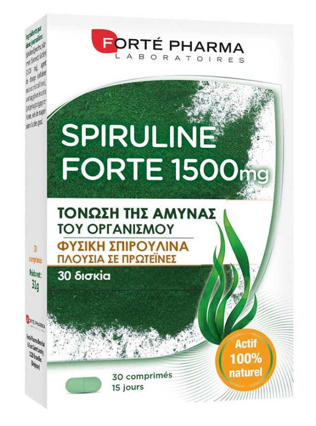 Forte Pharma Spiruline Forte 1500 Συμπλήρωμα Διατροφής με Σπιρουλίνα, 30 Ταμπλέτες
