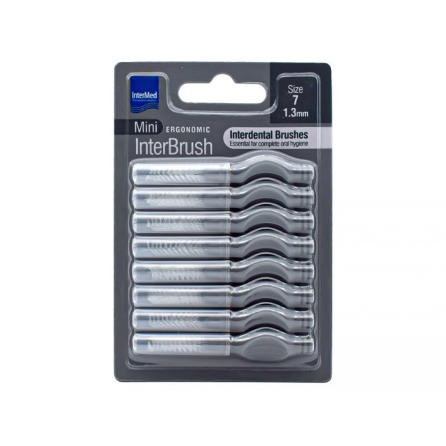 Intermed Ergonomic Mini Μεσοδόντια Βουρτσάκια με Λαβή Size 7 - 1.3mm Γκρι, 8τμχ