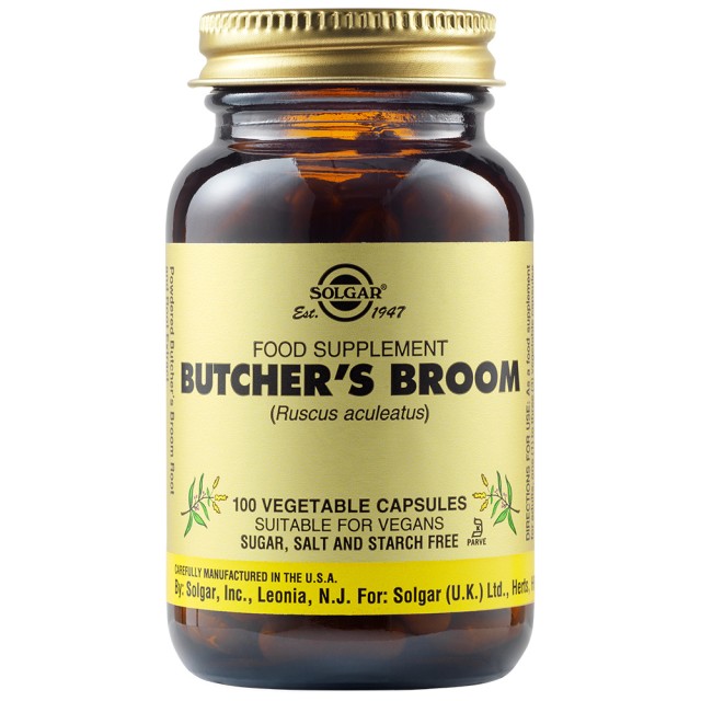 Solgar Butchers Broom Συμπλήρωμα Διατροφής για Ανακούφιση από Αιμορροΐδες και Κιρσώδεις Φλέβες, 100 Φυτικές Κάψουλες