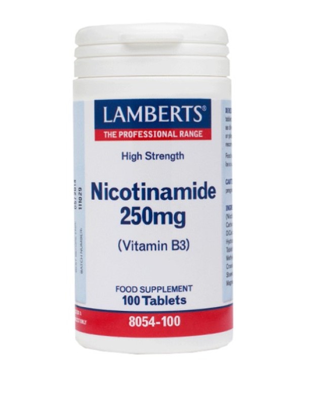 Lamberts Nicotinamide 250mg Συμπλήρωμα Διατροφής Με Νιασίνη B3, 100 Ταμπλέτες