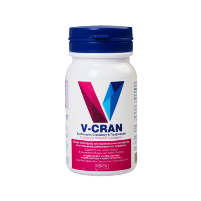 Vencil V-CRAN Συμπλήρωμα Διατροφής με Προβιοτικά και Cranberry, 60caps
