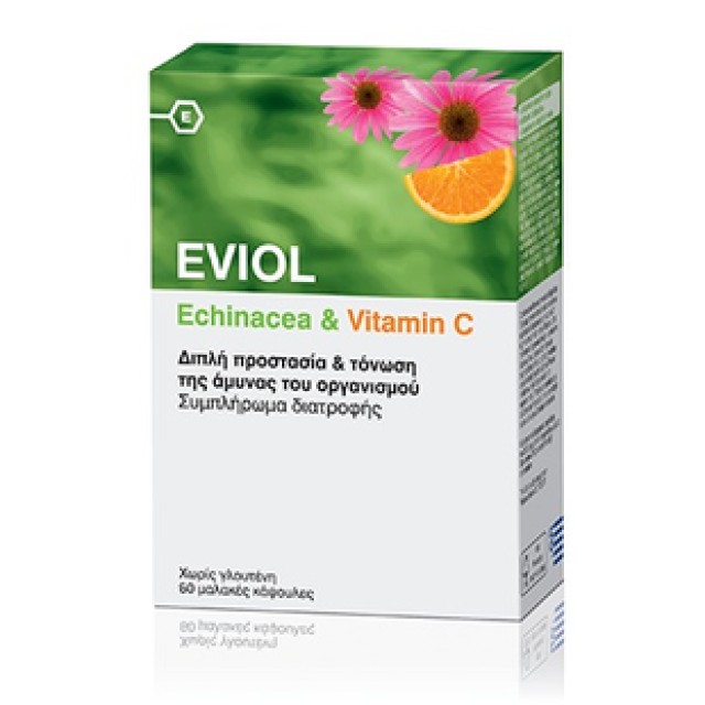Eviol Echinacea & Vitamin C Συμπλήρωμα Διατροφής με Εχινάκεια & Βιταμίνη C, 60 Μαλακές Κάψουλες