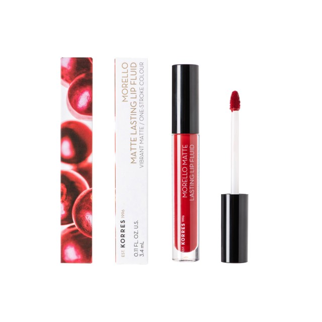 Korres Morello Matte Lasting Lip Fluid Υγρό Ματ Κραγιόν No59 Brick Red, 3.4ml