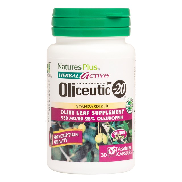 Natures Plus Oliceutic 20 Συμπλήρωμα Διατροφής Εκχύλισμα Φύλλων Ελιάς Ενίσχυση Ανοσοποιητικού, 30 Φυτικές Κάψουλες