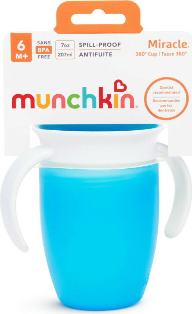 Munchkin Miracle 360° Παιδικό Πλαστικό Ποτηράκι Μπλε Χρώμα 6m+, 1τμχ
