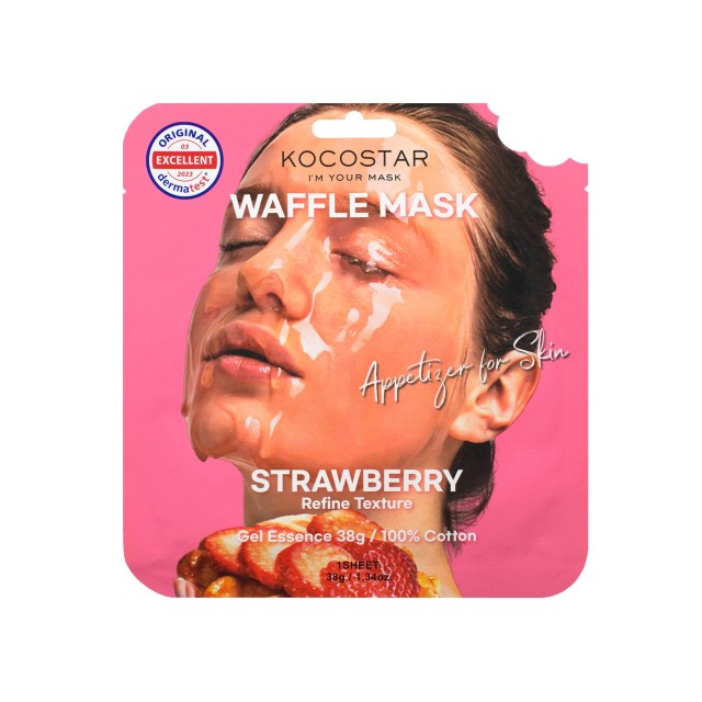 Vican Kocostar Waffle Mask Strawberry Μάσκα Προσώπου Για Λιπαρές Επιδερμίδες, 40g
