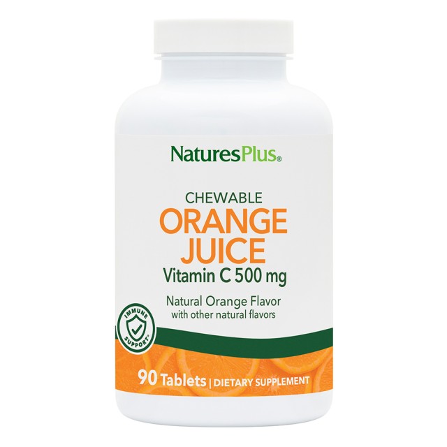 Natures Plus Orange Juice C 500mg, 90 Μασώμενες Ταμπλέτες