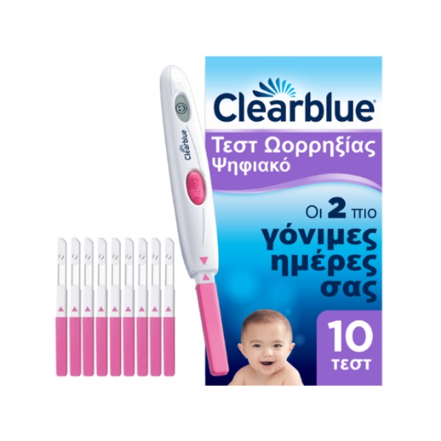 Clearblue Digital Ovulation Test Blue Ψηφιακό Τεστ Ωορρηξίας 1 Ψηφιακή Υποδοχή Και 10 Τεστ