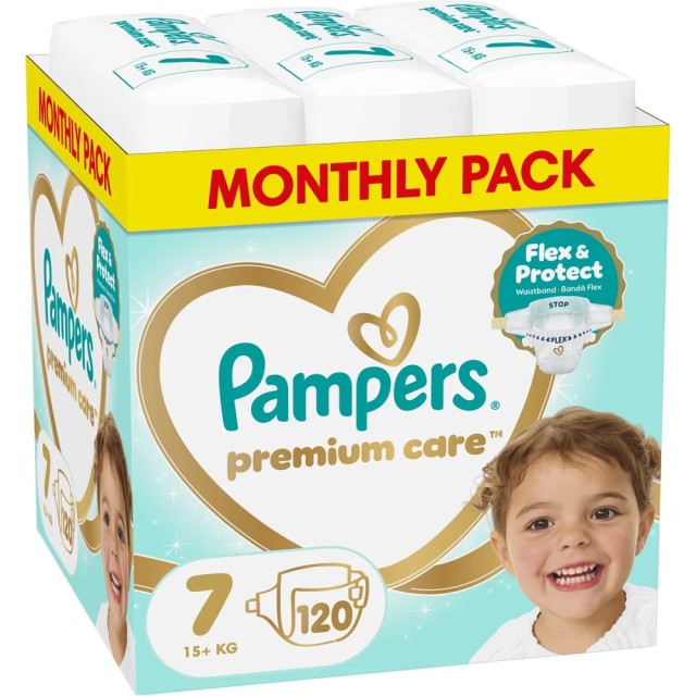 Pampers Premium Care Monthly Pack Νο7 (15+kg), 120τμχ