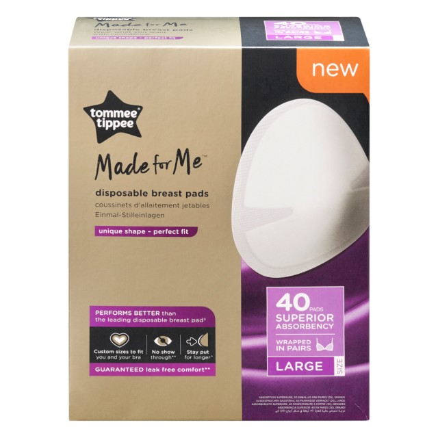 Tommee Tippee Closer To Nature Breast Pads Daily Large Επιθέματα Στήθους μίας Χρήσης - Large, 40 Τεμάχια