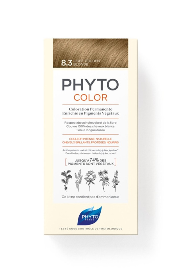 Phyto Phytocolor Μόνιμη Βαφή Μαλλιών 8.3 Ξανθό Ανοιχτό Χρυσό