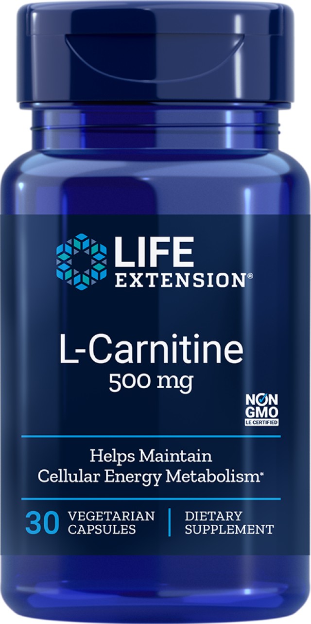 Life Extension L-Carnitine 500mg Συμπλήρωμα Καρνιτίνης, 30 Κάψουλες