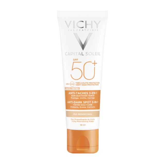 Vichy Capital Soleil Anti-Dark Spots SPF50+ Αντηλιακή Κρέμα Προσώπου Κατά Των Κηλίδων Με Χρώμα, 50ml