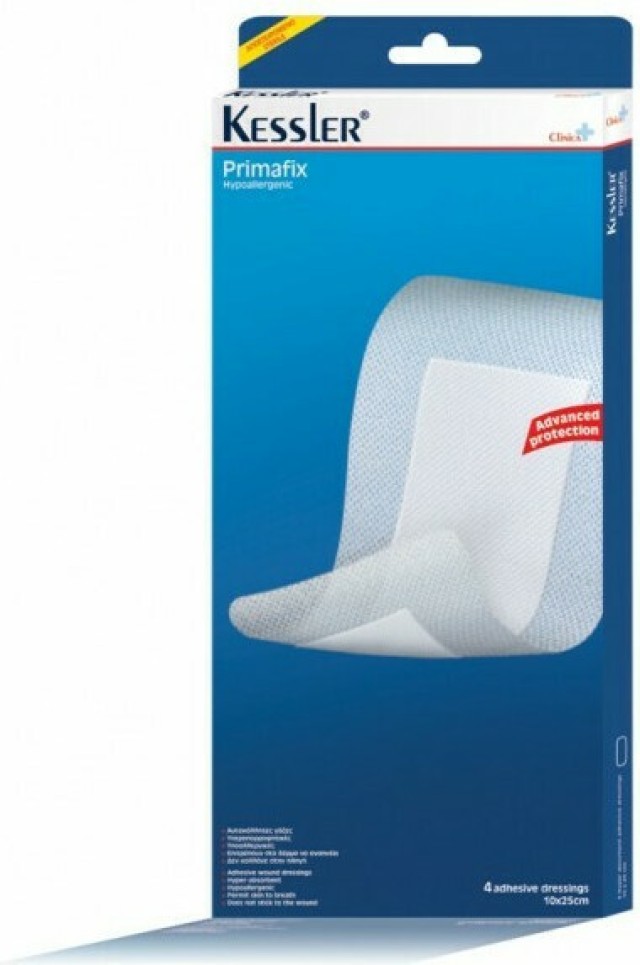 Kessler Primafix Αυτοκόλλητες Γάζες 10 x 25cm, 4 τμχ
