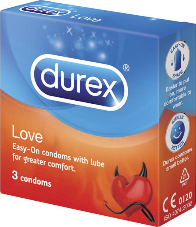 Durex Love Προφυλακτικά με Λιπαντικό, 3 τμχ