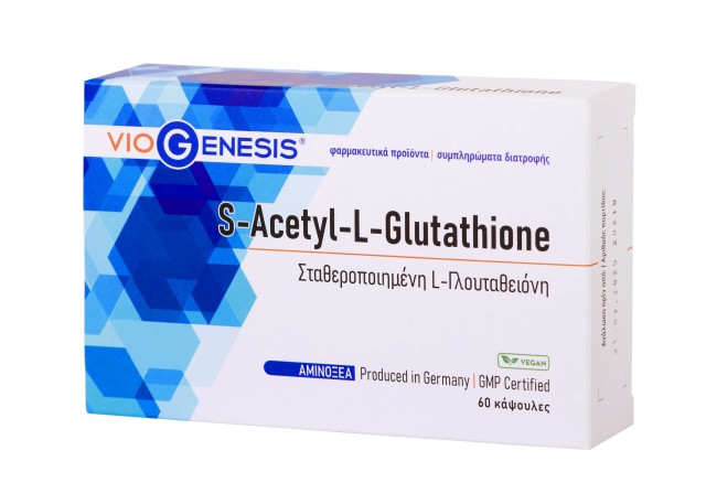 VioGenesis S Acetyl L Glutathion Συμπλήρωμα Διατροφής Αντιοξειδωτικών, 60 Κάψουλες
