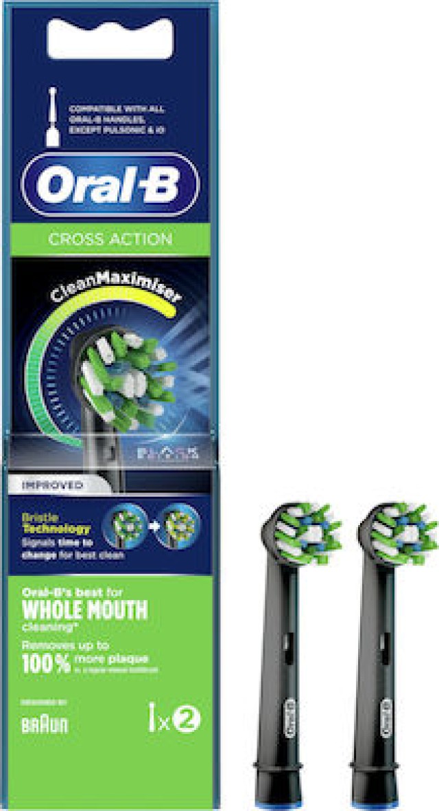 Oral-B Cross Action CleanMaximiser Black Edition Ανταλλακτικές Κεφαλές για Ηλεκτρική Οδοντόβουρτσα, 2τμχ
