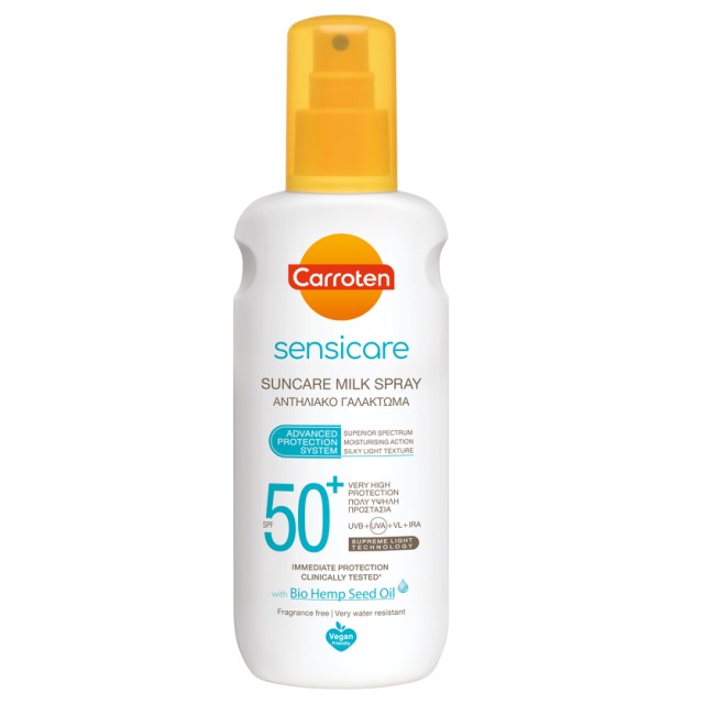 Carroten Sensicare Milk Spray Αντηλιακό Γαλάκτωμα Για Ευαίσθητες Επιδερμίδες SPF50+ 200ml