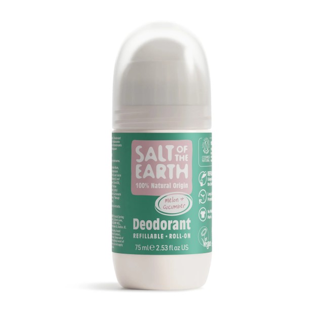 Salt of the Earth Vegan Refillable Roll-On Deodorant Melon Cucumber Αποσμητικό, 75ml
