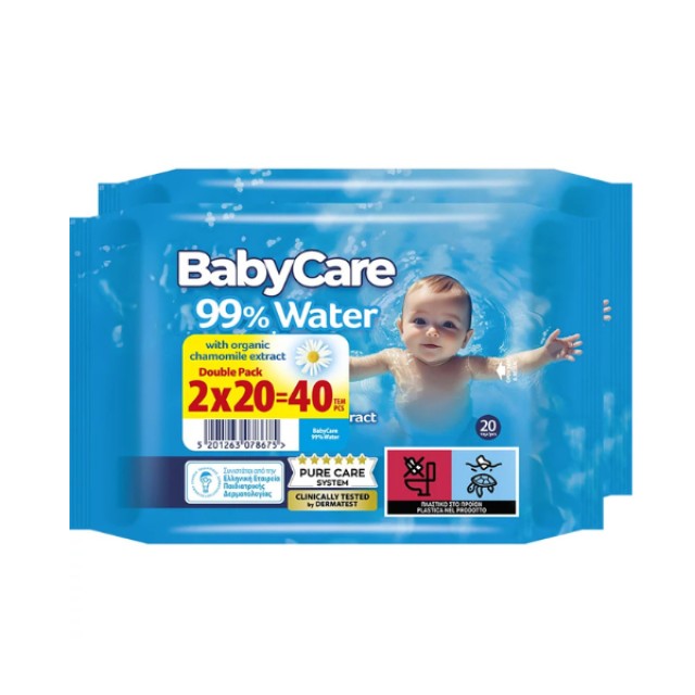 BabyCare 99% Water Μωρομάντηλα , 2X20 τμχ