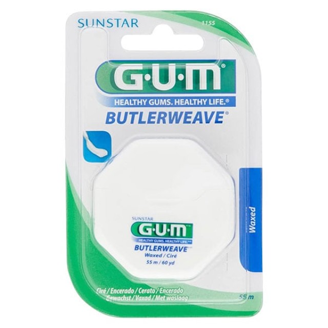 Gum Butlerweave Waxed 1155 Kερωμένο Oδοντικό Nήμα 55m, 1τμχ