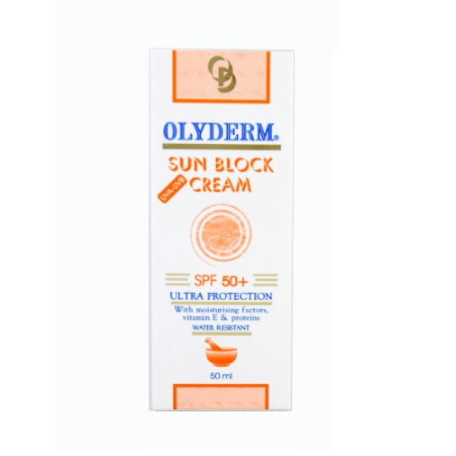 Olyderm Sun Block Αντηλιακή Κρέμα Προσώπου SPF50, 50ml